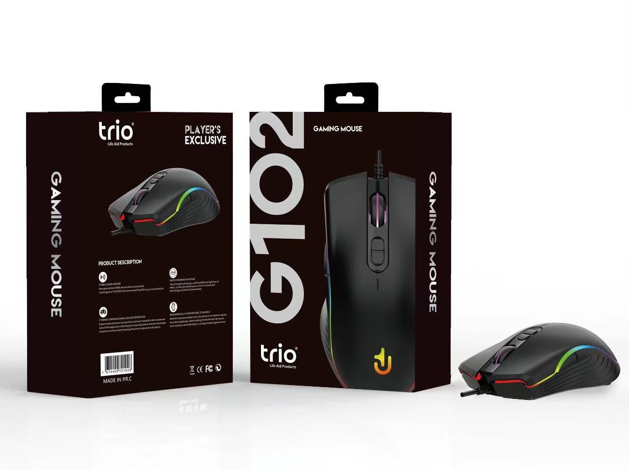 TRİO G102 Gaming Mouse – 7200 DPI, RGB Işık, 6 Tuş, Ergonomik Oyuncu Mouse